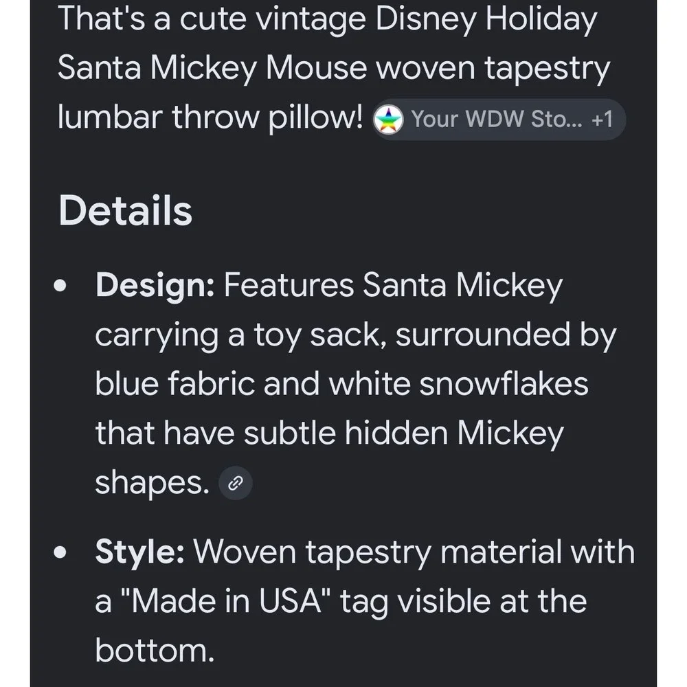 Vintage Mickey Mouse Santa Woven Tapestry Holiday Lumbar Pillow Blue 15x7